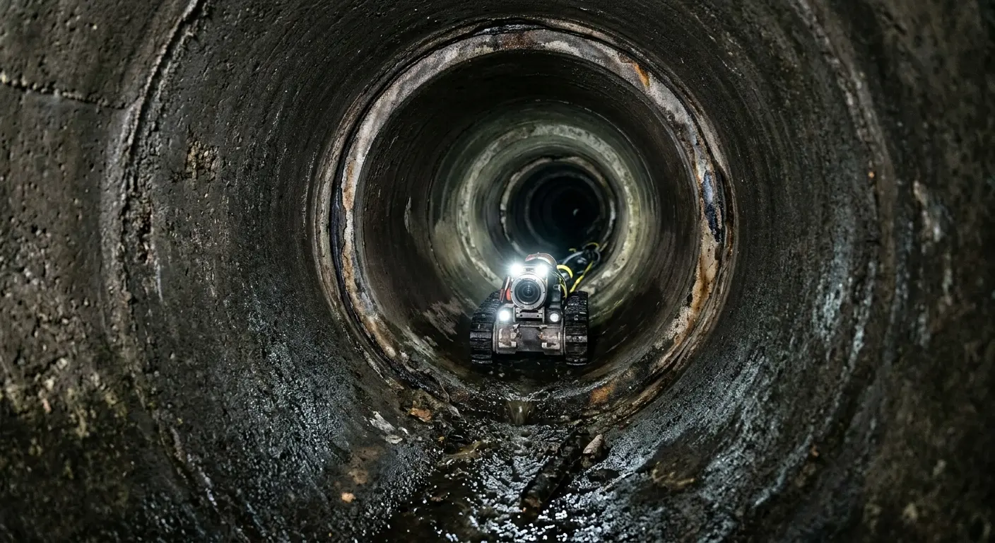 Robotic sewer camera inspecting pipe interior for Sewer Line Repair in Green Brook